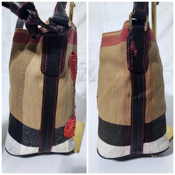 Authentic Burberry Ashby House Check Canvas with Sequins Mini Bag - Picture 8 of 15